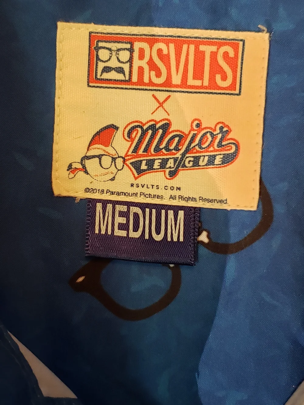 RSVLTS Blue Short-Sleeve Casual Button-Down Shirt with Novelty Print. Medium - Picture 3 of 6